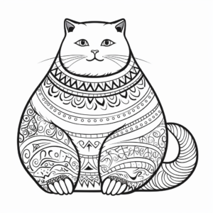 Intricate Moroccan Fat Cat Coloring Pages 3