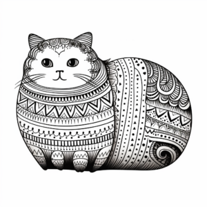 Intricate Moroccan Fat Cat Coloring Pages 4