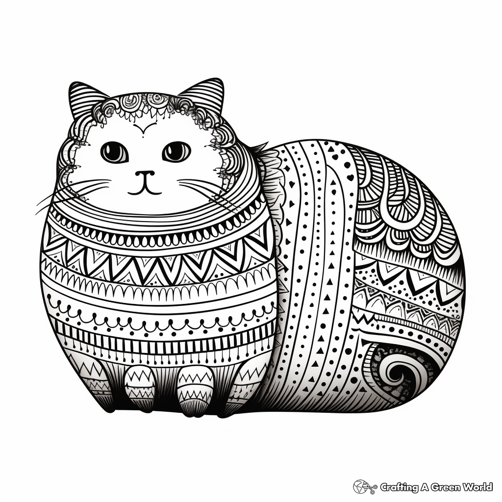 Intricate Moroccan Fat Cat Coloring Pages 4