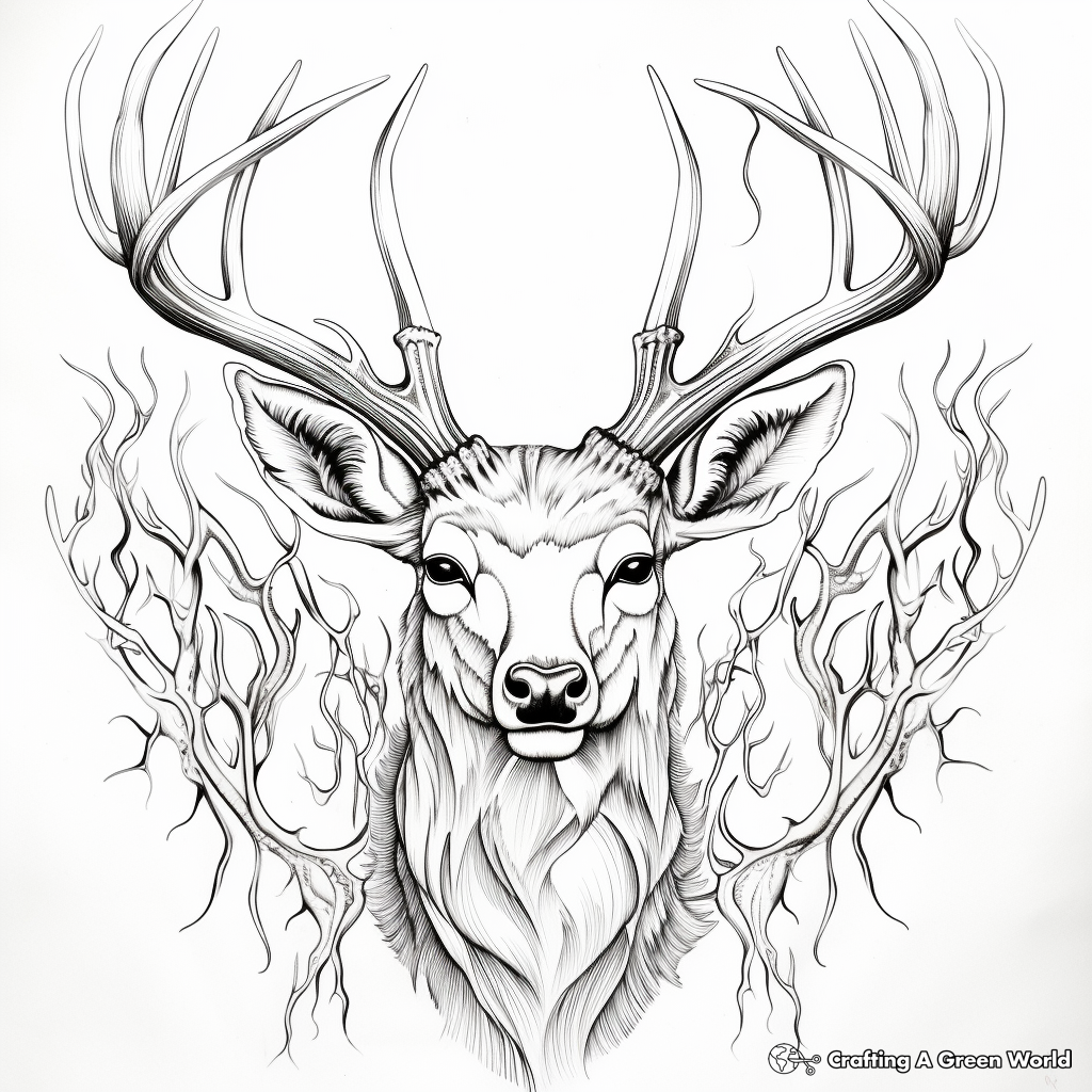 Intricate Mule Deer Antler Coloring Pages 1