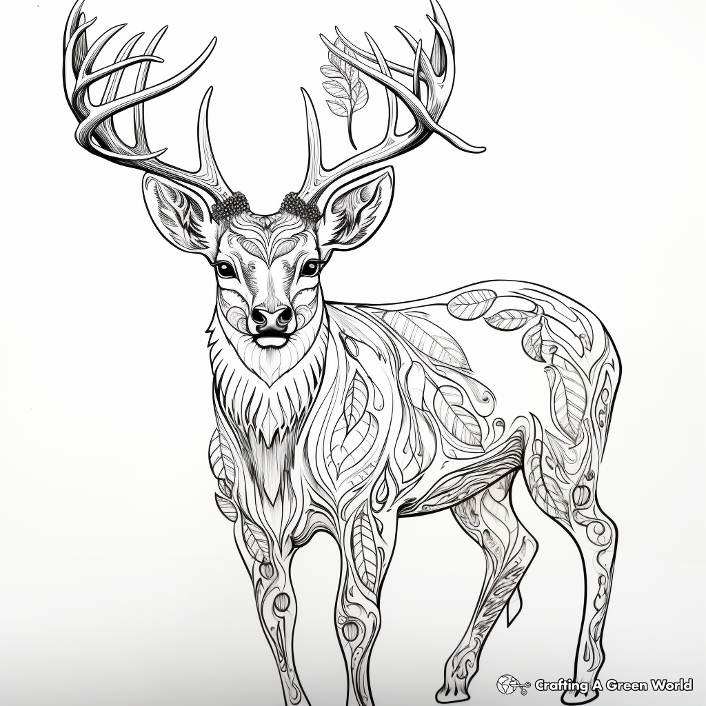 Intricate Mule Deer Antler Coloring Pages 2