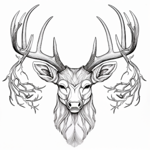 Intricate Mule Deer Antlers Coloring Pages for Adults 2