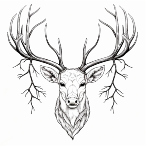 Intricate Mule Deer Antlers Coloring Pages for Adults 3