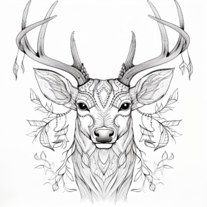 Intricate Mule Deer Head Coloring Pages 1