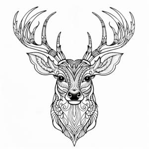Intricate Mule Deer Head Coloring Pages 2