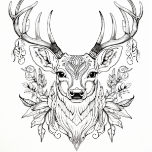 Intricate Mule Deer Head Coloring Pages 3