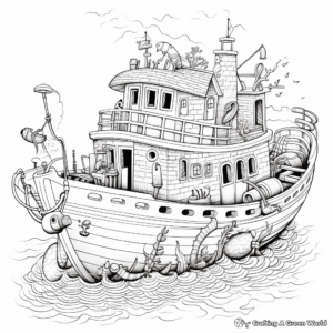 Intricate Net Fishing Boat Coloring Pages 4
