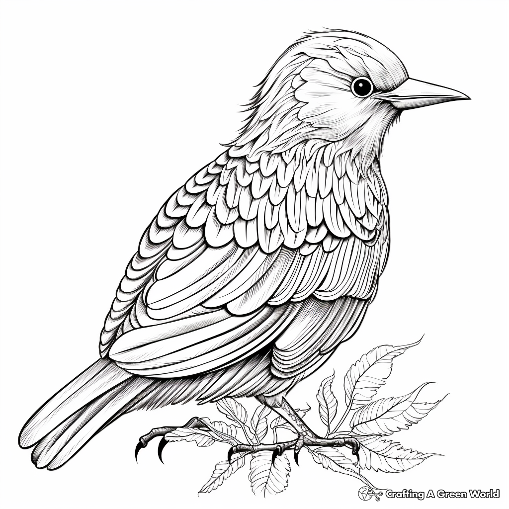 Intricate Northern Flicker Woodpecker Coloring Pages 4