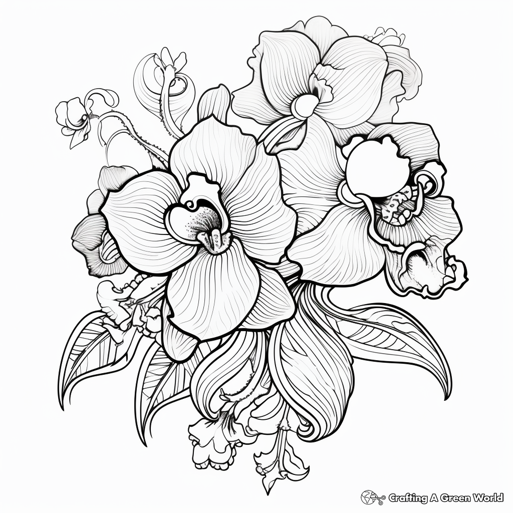 Intricate Orchid Coloring Pages 1
