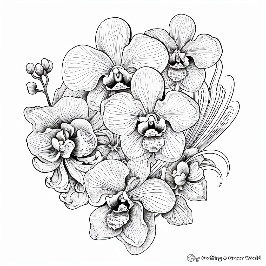 Intricate Orchid Coloring Pages 3
