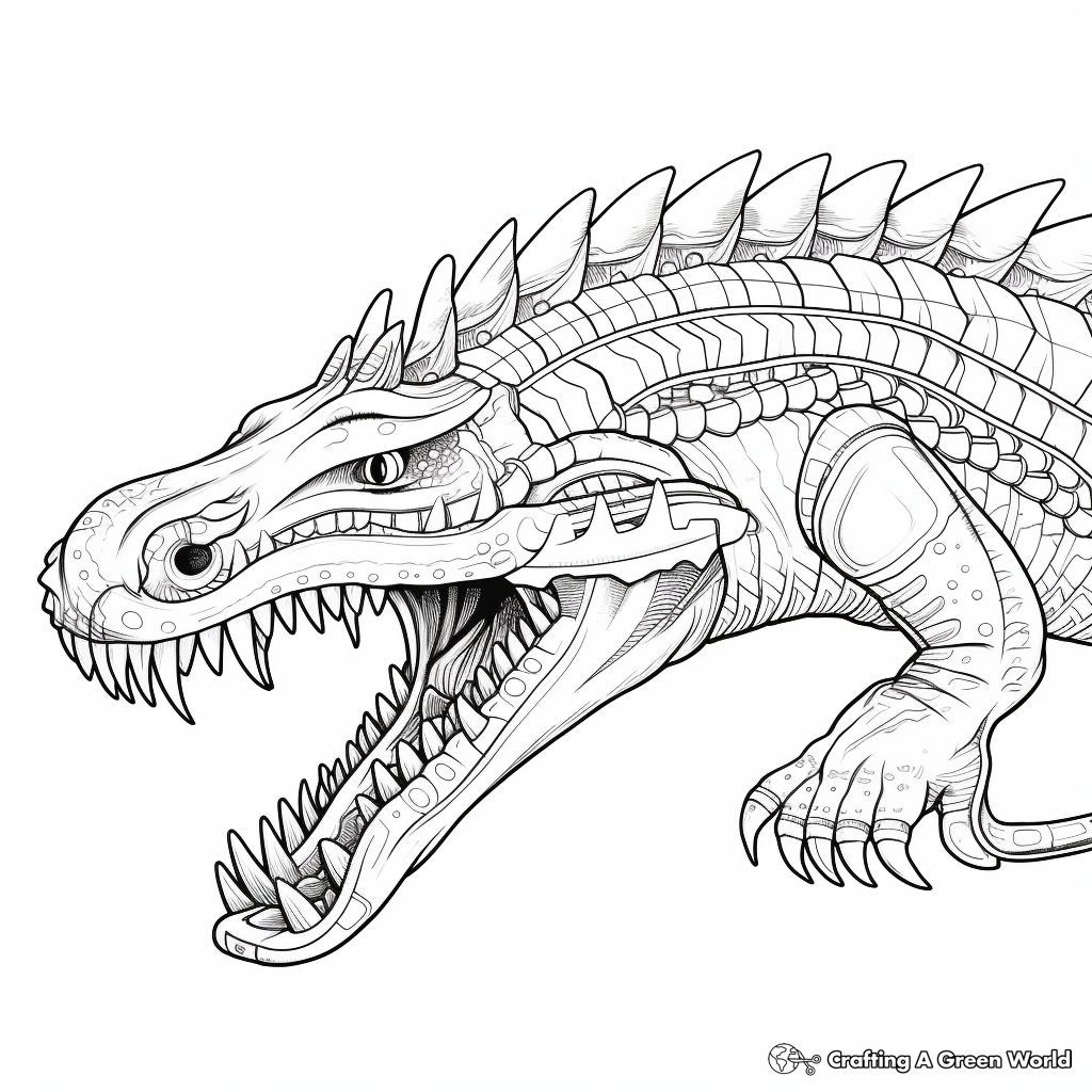 Intricate Outline Sarcosuchus Coloring Pages for Adults 1