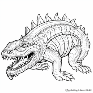 Intricate Outline Sarcosuchus Coloring Pages for Adults 2