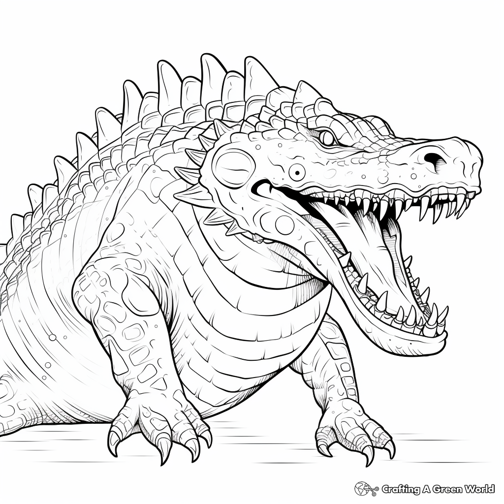 Intricate Outline Sarcosuchus Coloring Pages for Adults 3
