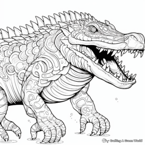 Intricate Outline Sarcosuchus Coloring Pages for Adults 4