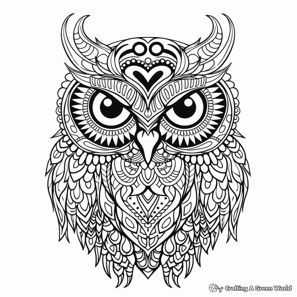 Intricate Owl Mandala Coloring Pages for Adults 3