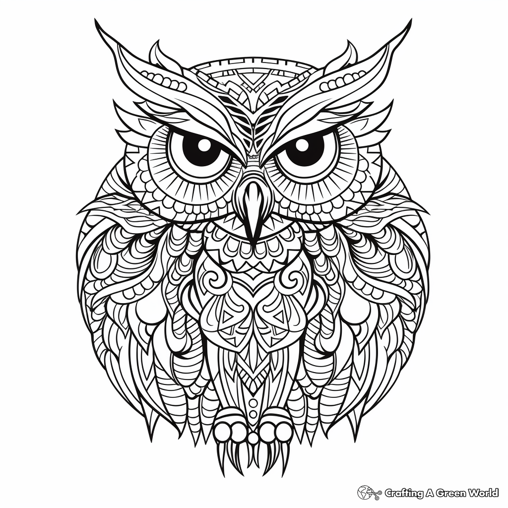 Intricate Owl Mandala Coloring Pages for Adults 4