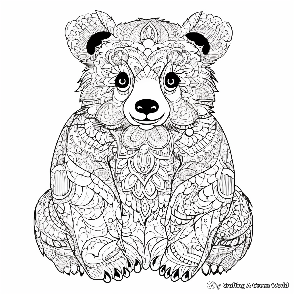 Intricate Panda Bear Coloring Pages for Adults 1