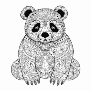 Intricate Panda Bear Coloring Pages for Adults 2