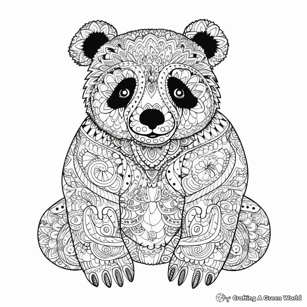 Intricate Panda Bear Coloring Pages for Adults 2