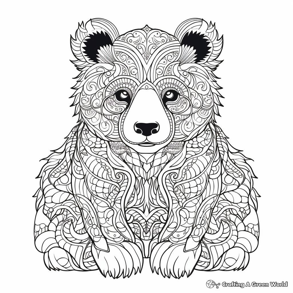 Intricate Panda Bear Coloring Pages for Adults 3