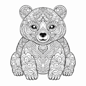 Intricate Panda Bear Coloring Pages for Adults 4