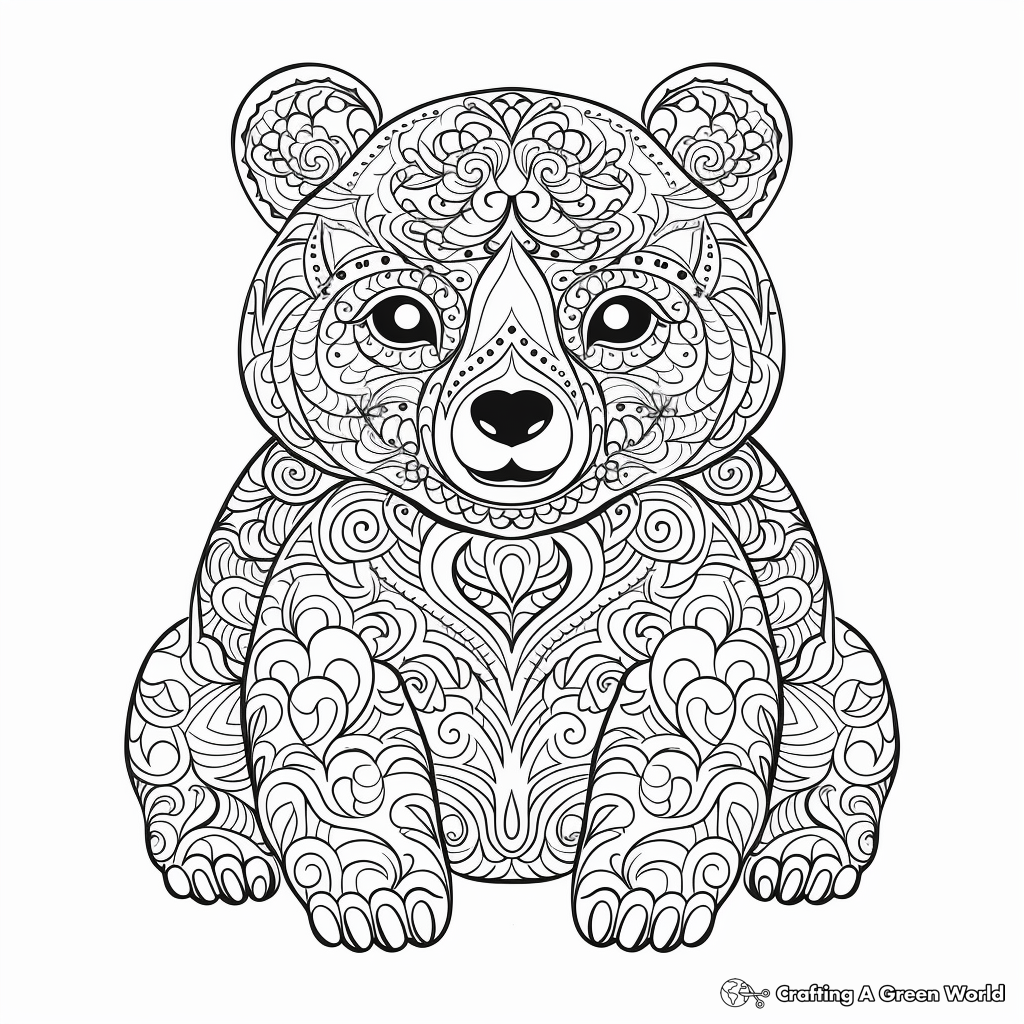 Intricate Panda Bear Coloring Pages for Adults 4