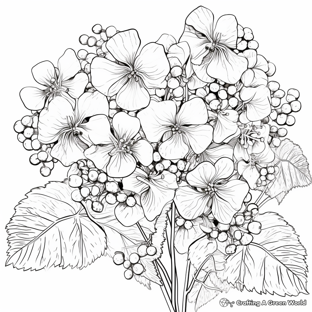 Intricate Panicle Hydrangea Coloring Pages 1