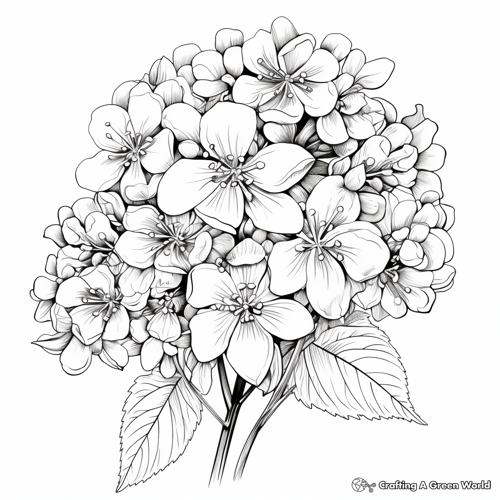 Intricate Panicle Hydrangea Coloring Pages 2