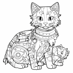 Intricate Patched Calico Cat Pack Coloring Pages 2