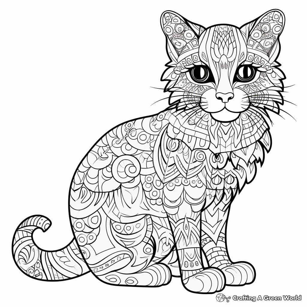 Intricate Patched Tabby Cat Coloring Pages for Advanced Colorists 2