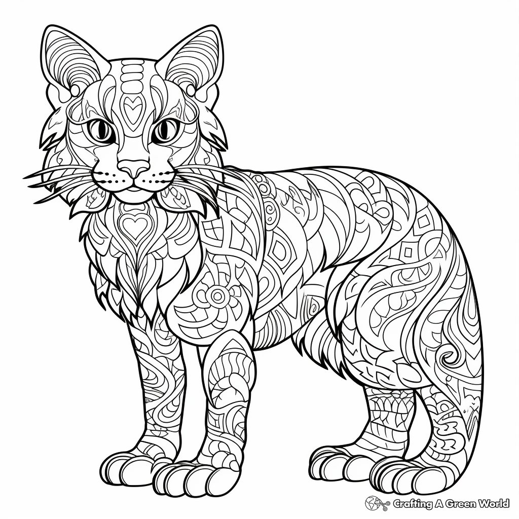 Intricate Patched Tabby Cat Coloring Pages for Advanced Colorists 3