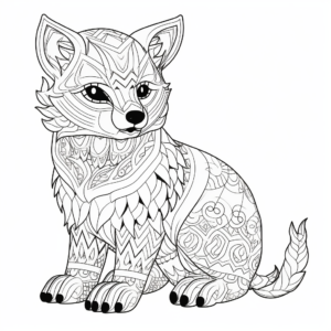 Intricate Patterned Arctic Fox Coloring Pages For Adults 3