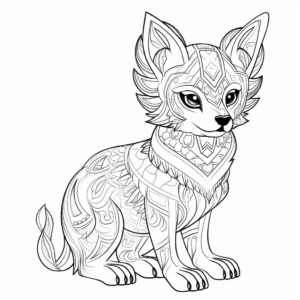 Intricate Patterned Arctic Fox Coloring Pages For Adults 4