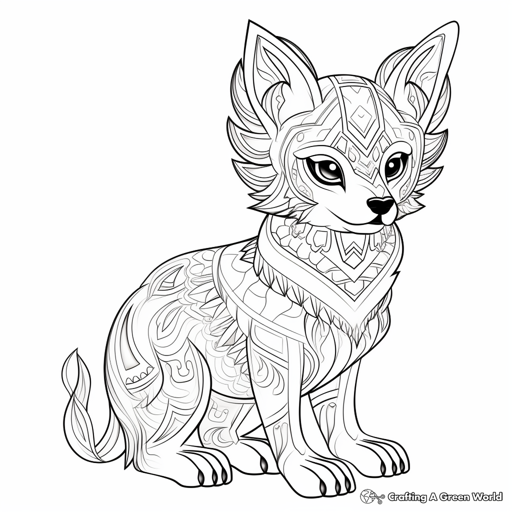 Intricate Patterned Arctic Fox Coloring Pages For Adults 4
