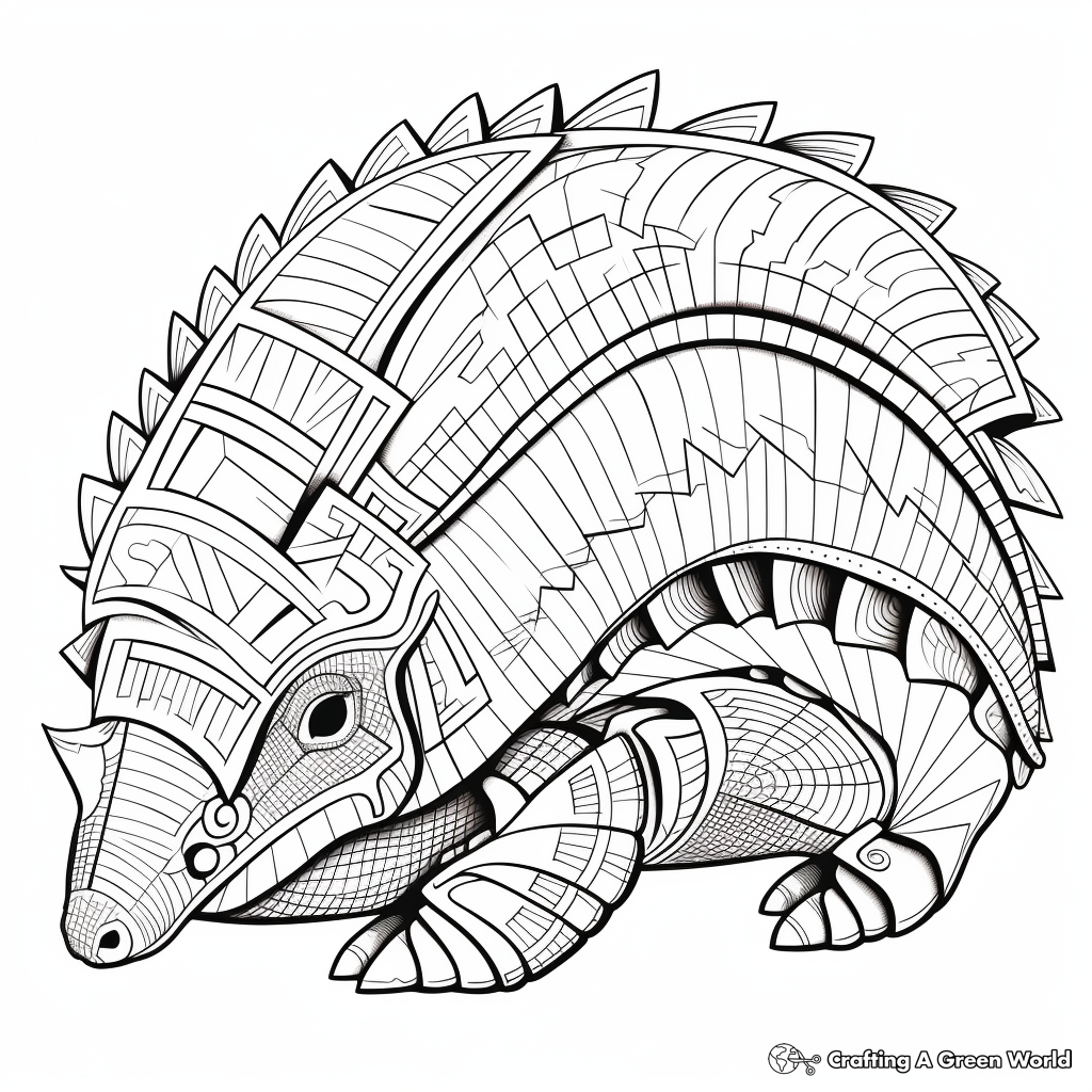 Intricate Patterned Armadillo Coloring Pages 1