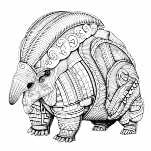 Intricate Patterned Armadillo Coloring Pages 2