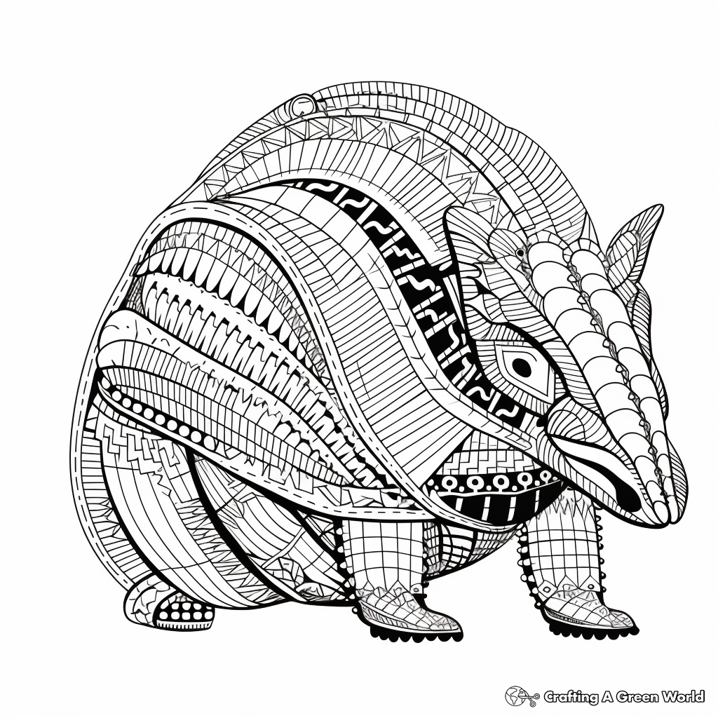 Intricate Patterned Armadillo Coloring Pages 4
