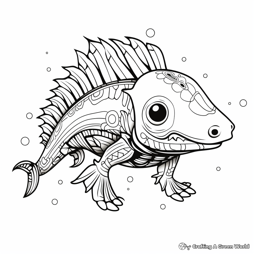Intricate Patterned Axolotl Coloring Pages 3