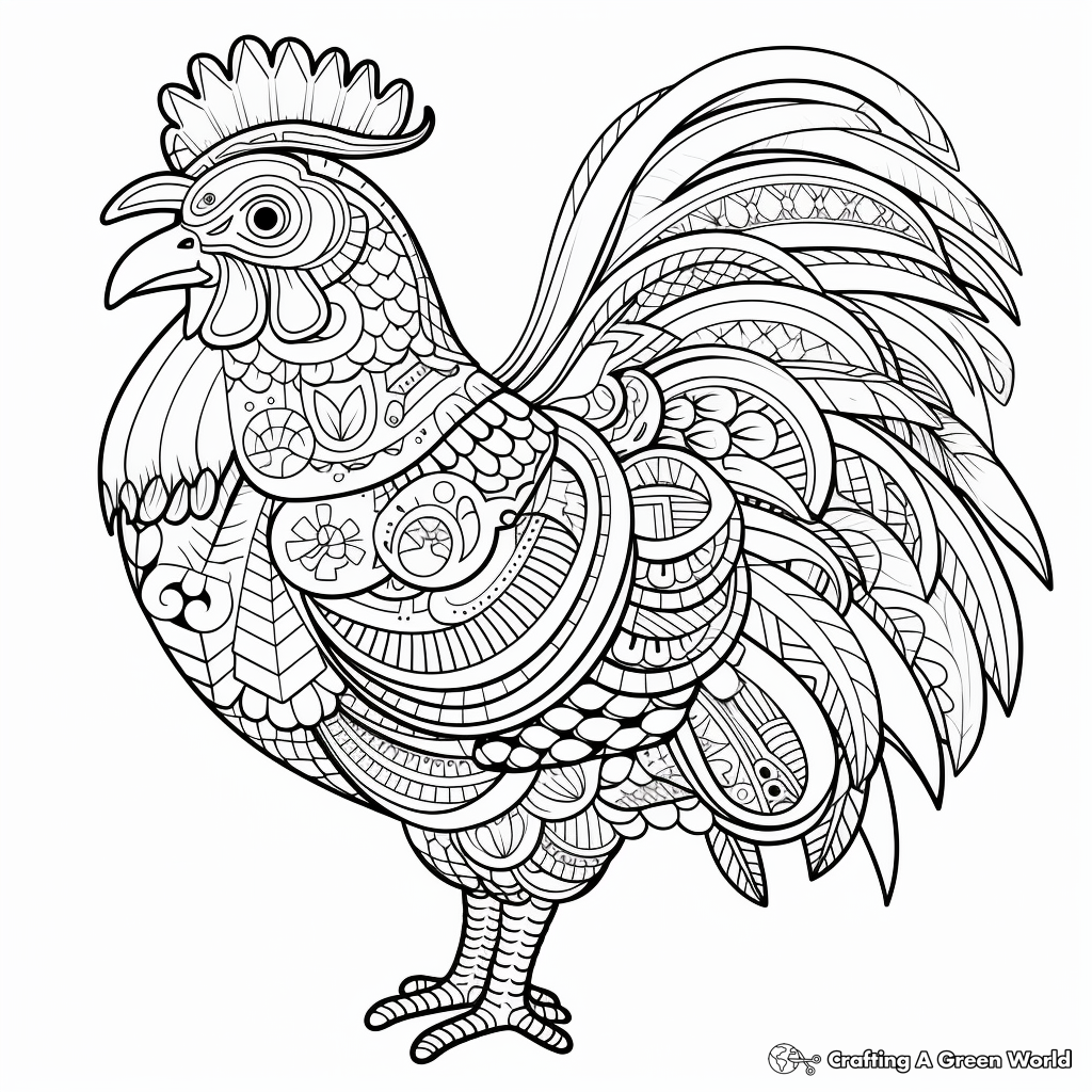 Intricate Patterned Chicken Coloring Pages 2