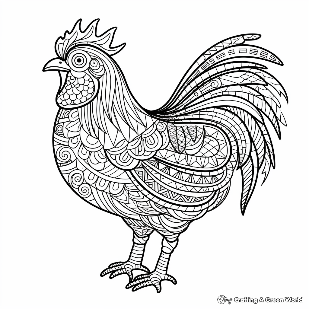 Intricate Patterned Chicken Coloring Pages 3