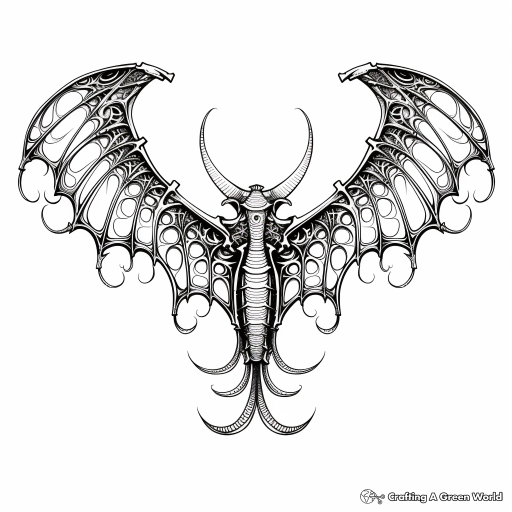 Intricate Patterns Bat Wings Coloring Sheets 2