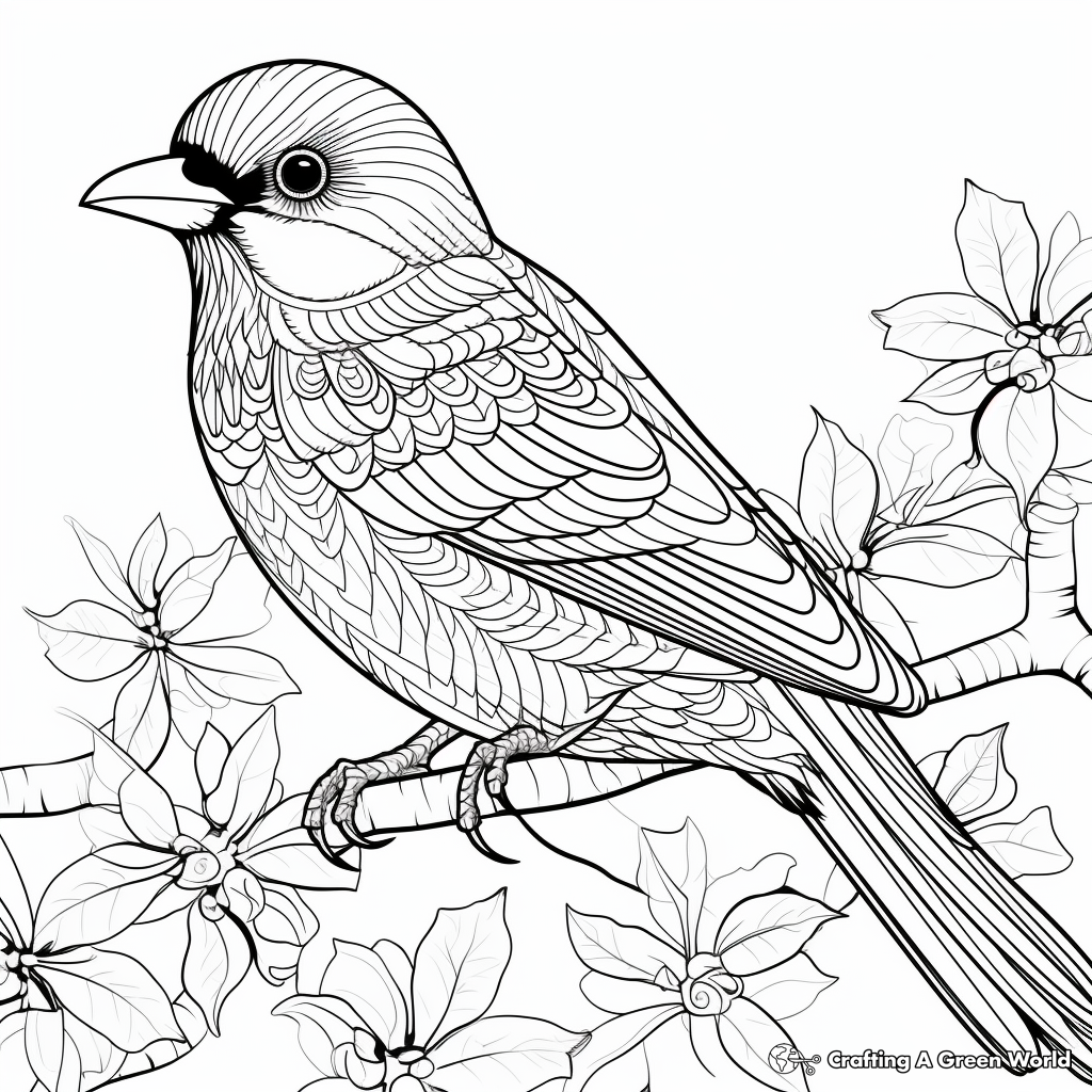 Intricate Patterns: Black Capped Chickadee Coloring Pages for Adults 2