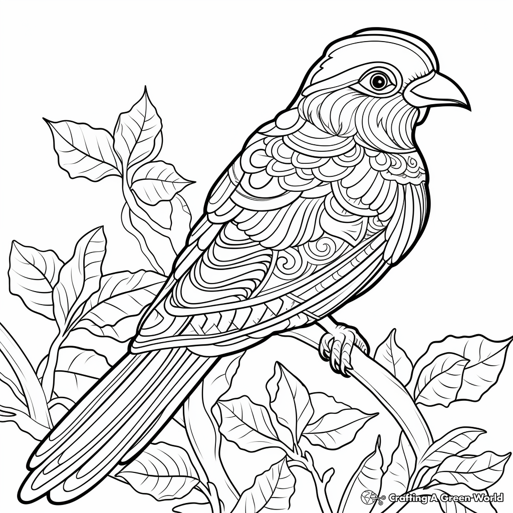 Intricate Patterns: Black Capped Chickadee Coloring Pages for Adults 3