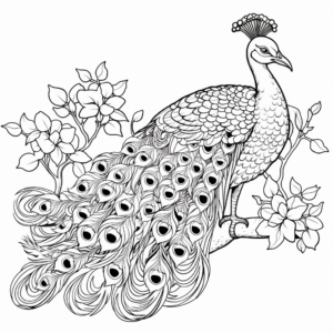 Intricate Peacock Coloring Pages for Relaxation 1