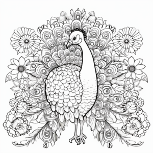 Intricate Peacock Coloring Pages for Relaxation 4