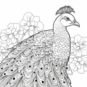 Intricate Peacock Designs Coloring for Adults 1
