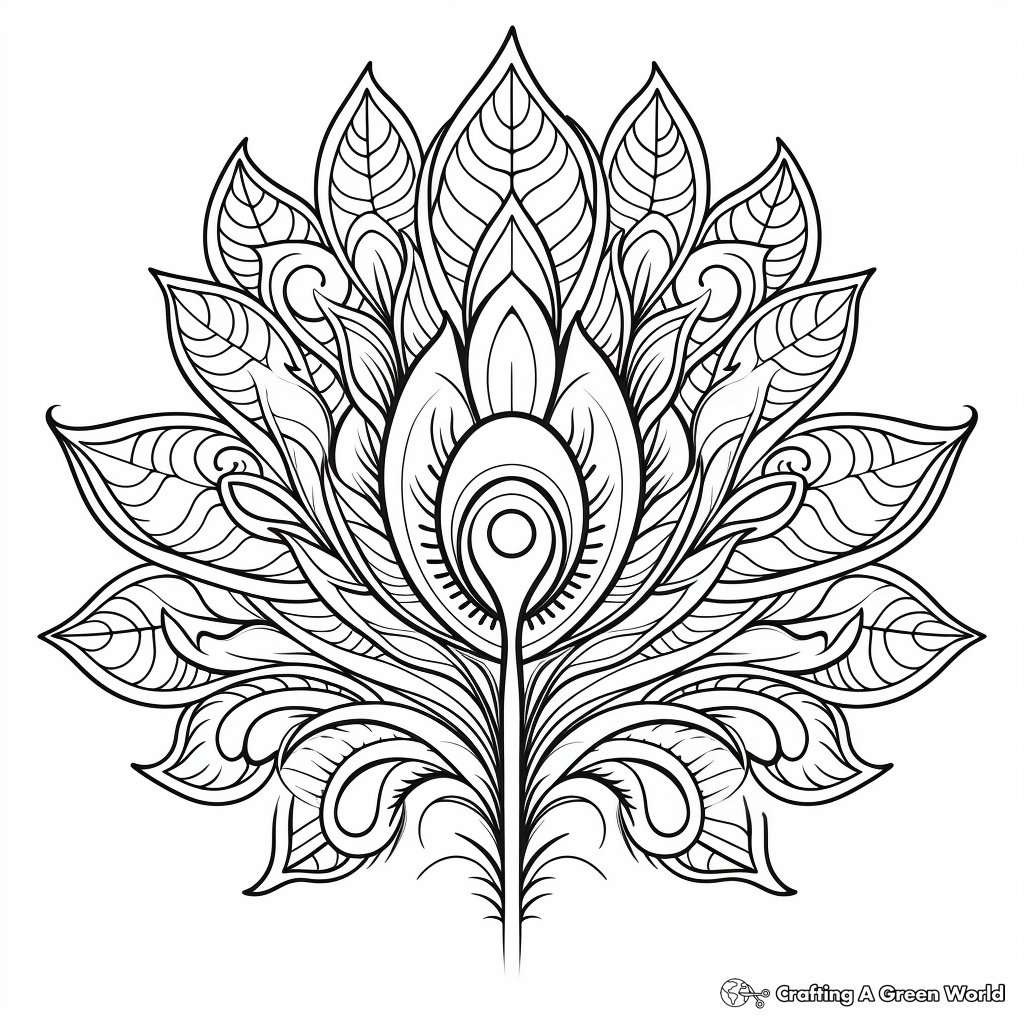 Intricate Peacock Feather Mandala Coloring Pages 1