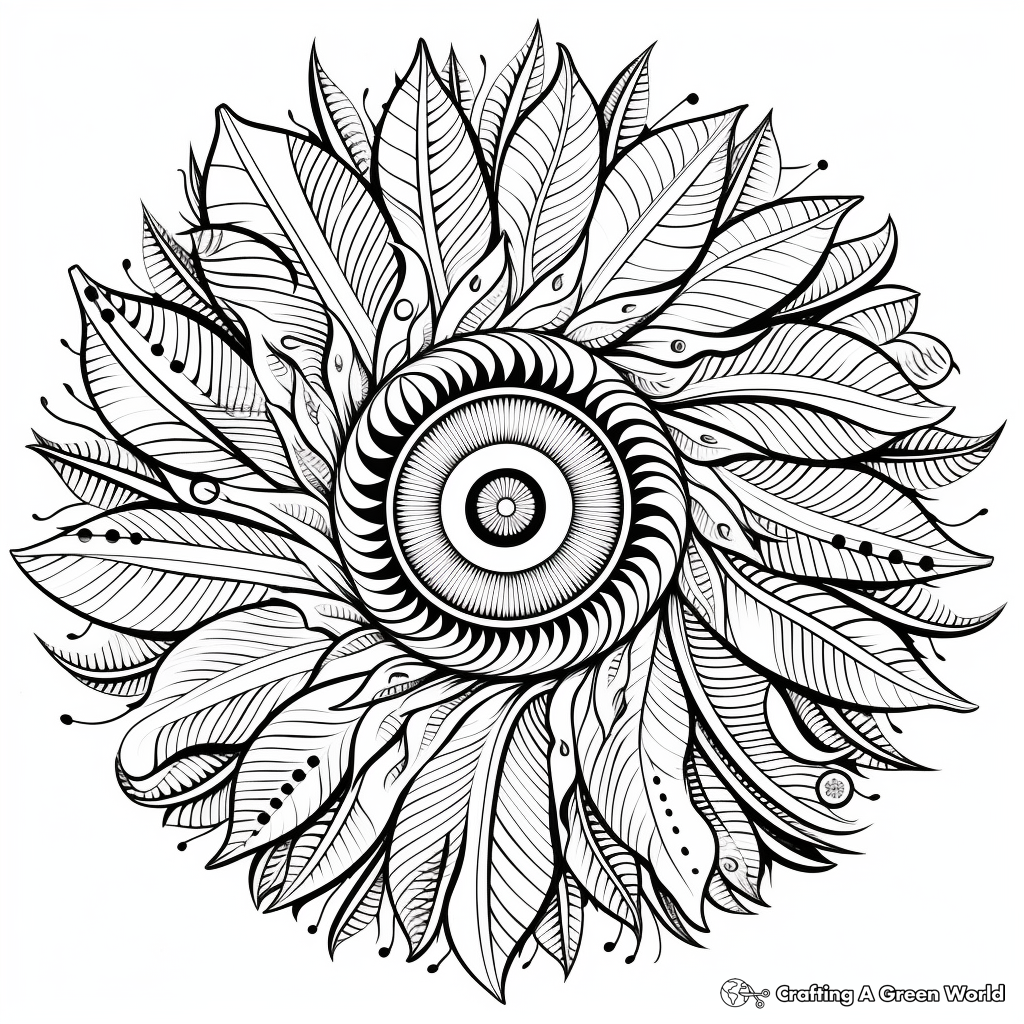 Intricate Peacock Feather Mandala Coloring Pages 2