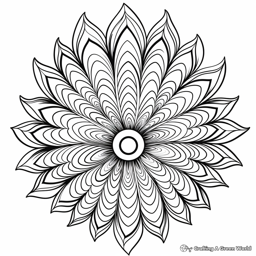Intricate Peacock Feather Mandala Coloring Pages 4