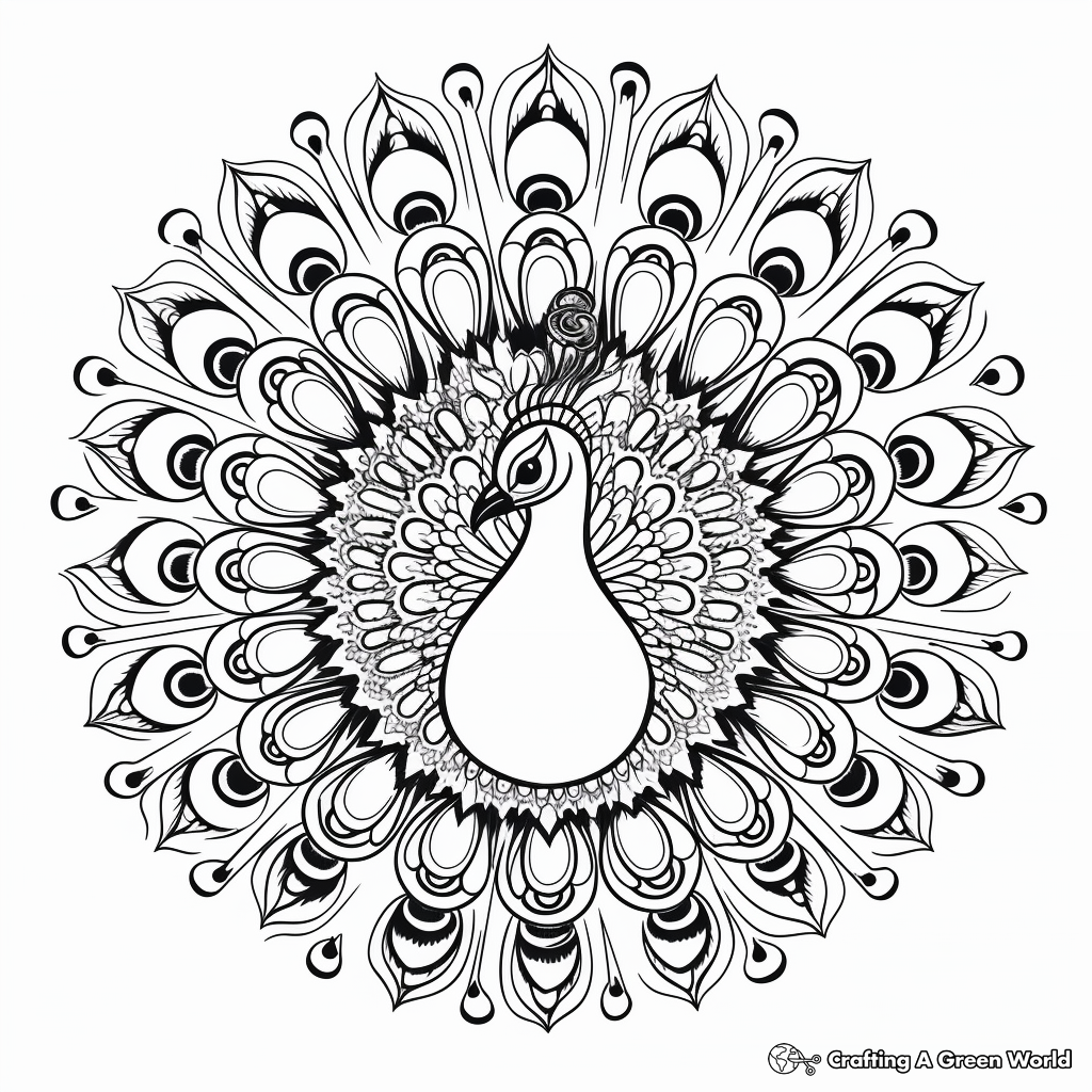 Intricate Peacock Mandala Coloring Pages 3